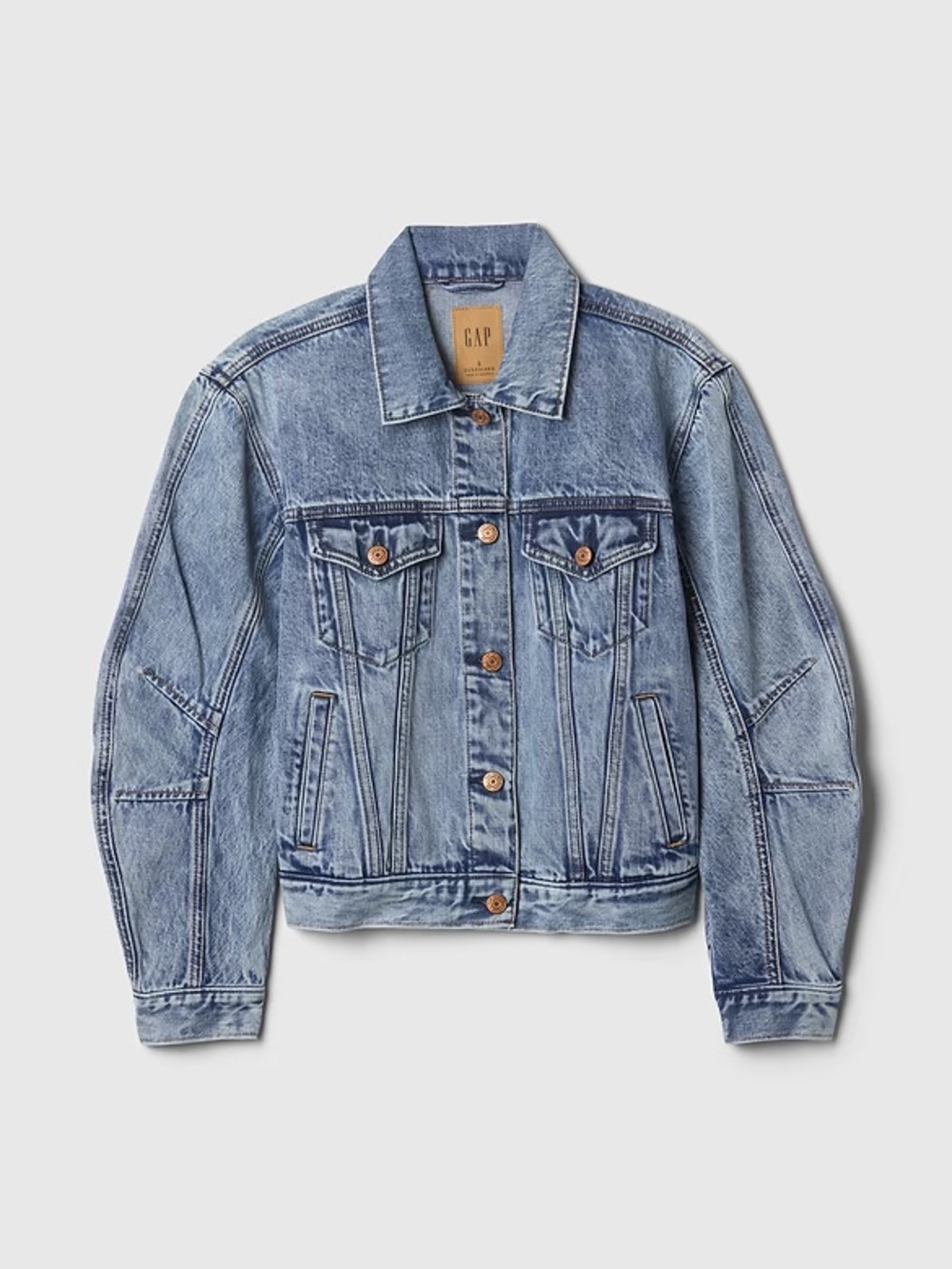 Gap Icon Barrel Sleeve Denim Jacket Oversized Size Small